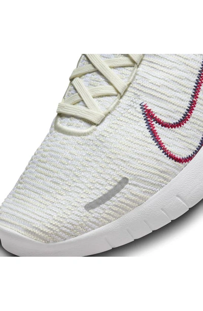 Shop Nike Free Run Flyknit Next Nature Running Shoe In White/ Red/ Sea Glass