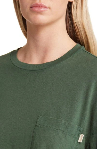 Shop Brixton Carefree Long Sleeve Organic Cotton Pocket T-shirt In Pine Needle