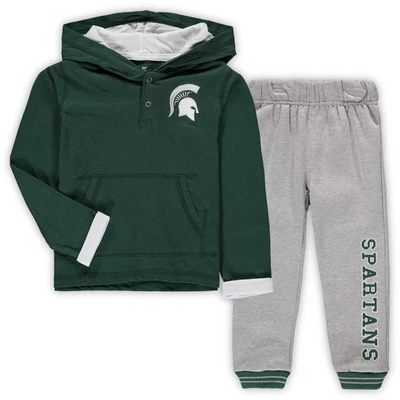 Shop Colosseum Toddler  Green/heathered Gray Michigan State Spartans Poppies Hoodie And Sweatpants Set