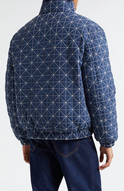 Shop Kenzo Sashiko Stitch Down Jacket In Midnight Blue