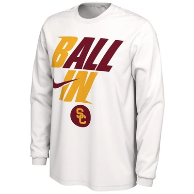 Shop Nike White Usc Trojans Ball In Bench Long Sleeve T-shirt