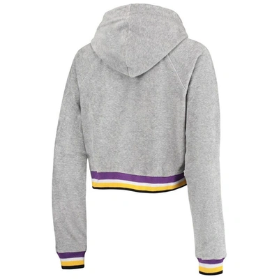 Shop Lusso Gray Los Angeles Lakers Maisie-maggie Velour Pullover Hoodie & Jogger Pants Set
