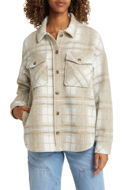 Shop Thread & Supply Plaid Shacket In Taupe Combo Plaid