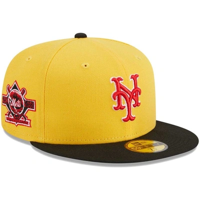 Shop New Era Yellow/black New York Mets Grilled 59fifty Fitted Hat In Gold
