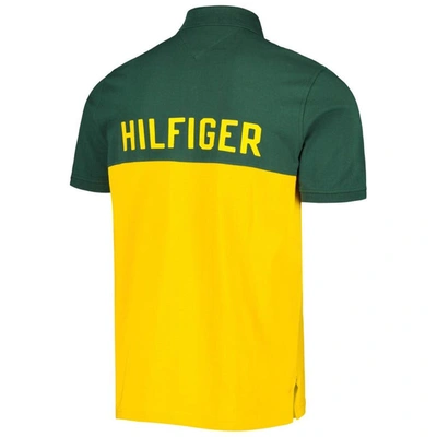 Shop Tommy Hilfiger Gold/green Green Bay Packers Color Block Polo