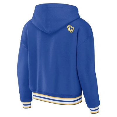 Shop Wear By Erin Andrews Royal Los Angeles Rams Lace-up Pullover Hoodie