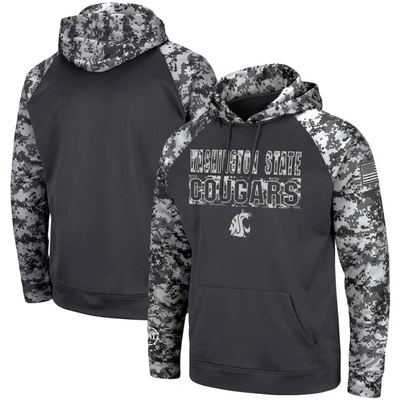 Colosseum Charcoal Washington State Cougars Oht Military Appreciation Digital Camo Pullover Hoodie In Charcoal