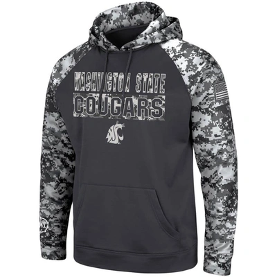 Colosseum Charcoal Washington State Cougars Oht Military Appreciation Digital Camo Pullover Hoodie In Charcoal