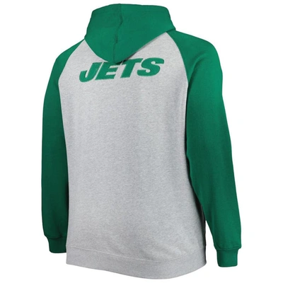 Shop Profile Heather Gray New York Jets Big & Tall Fleece Raglan Full-zip Hoodie Jacket