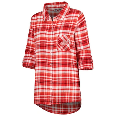 Shop Concepts Sport Red Detroit Red Wings Mainstay Flannel Full-button Long Sleeve Nightshirt