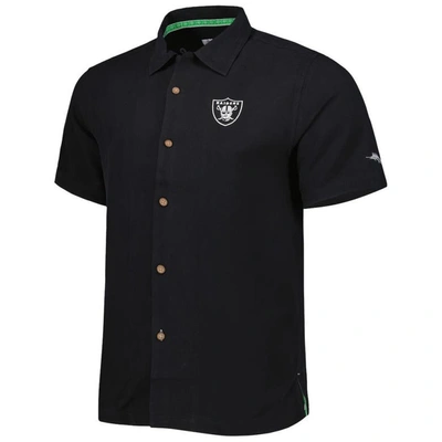 Shop Tommy Bahama Black Las Vegas Raiders Top Of Your Game Camp Button-up Shirt
