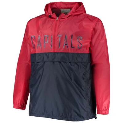 Profile Men's Red Washington Capitals Big And Tall Anorak Half-zip Pullover Hoodie In Red