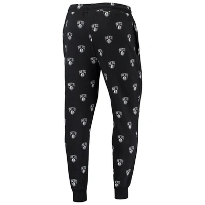 Shop The Wild Collective Black Brooklyn Nets Allover Logo Jogger Pants