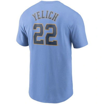 Shop Nike Christian Yelich Light Blue Milwaukee Brewers Name & Number T-shirt