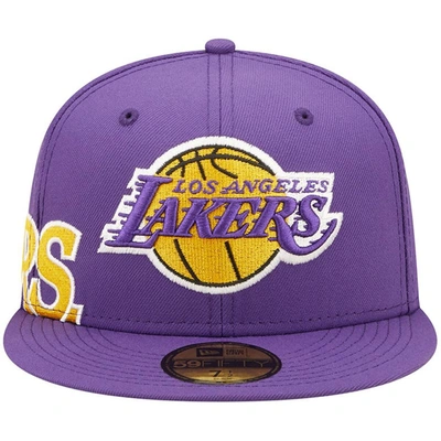 Shop New Era Purple Los Angeles Lakers Side Split 59fifty Fitted Hat