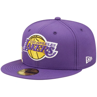 Shop New Era Purple Los Angeles Lakers Side Split 59fifty Fitted Hat