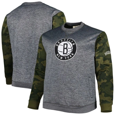 Shop Fanatics Branded Heather Charcoal Brooklyn Nets Big & Tall Camo Stitched Sweatshirt