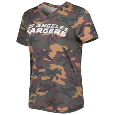 Shop Industry Rag Majestic Threads Justin Herbert Camo Los Angeles Chargers Name & Number V-neck Tri-blend T-shirt