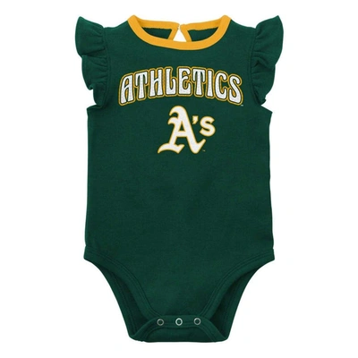 Shop Outerstuff Girls Newborn & Infant Green/heather Gray Oakland Athletics Little Fan Two-pack Bodysuit Set