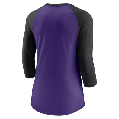 Shop Nike Purple/black Colorado Rockies Next Up Tri-blend Raglan 3/4-sleeve T-shirt