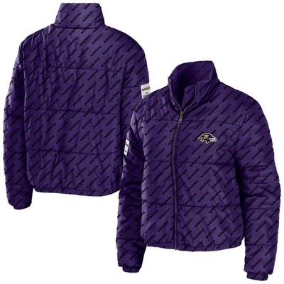 Shop Wear By Erin Andrews Purple Baltimore Ravens Puffer Full-zip Cropped Jacket