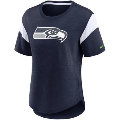 Shop Nike Heather College Navy Seattle Seahawks Primary Logo Fashion Top In Heather Navy