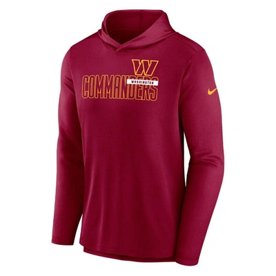 Shop Nike Burgundy Washington Commanders Lightweight Performance Hooded Long Sleeve T-shirt