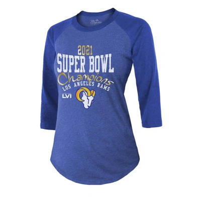 Shop Majestic Threads Heathered Royal Los Angeles Rams Super Bowl Lvi Champions Roaring Success Tri-blend In Heather Royal