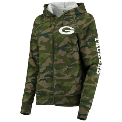 Shop New Era Camo Green Bay Packers Raglan Full-zip Hoodie