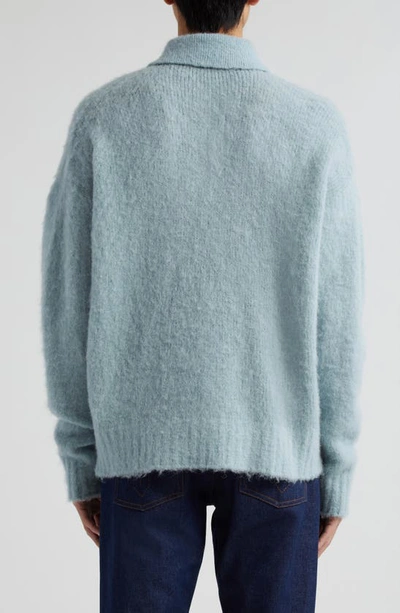 Shop Ami Alexandre Mattiussi Alpaca & Wool Blend Polo Sweater In Aquamarine