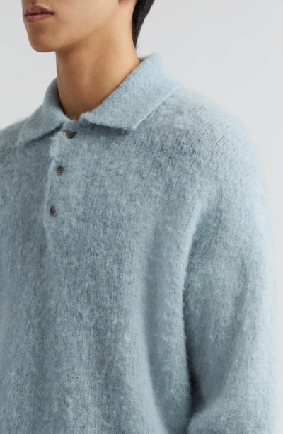 Shop Ami Alexandre Mattiussi Alpaca & Wool Blend Polo Sweater In Aquamarine