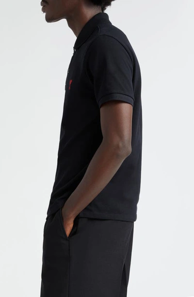 Ami Alexandre Mattiussi Ami Paris Black Ami De Coeur Polo Shirt In Black