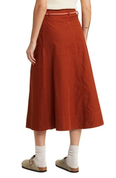 Shop The Great The Field Cotton Corduroy Midi Skirt In Strawberry Jam