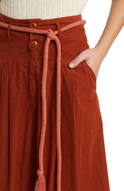 Shop The Great . The Field Cotton Corduroy Midi Skirt In Strawberry Jam