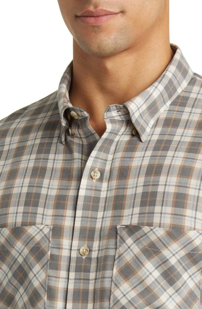 Shop Travismathew Cloud Plaid Flannel Button-up Shirt In Quiet Shade/ Moonbeam
