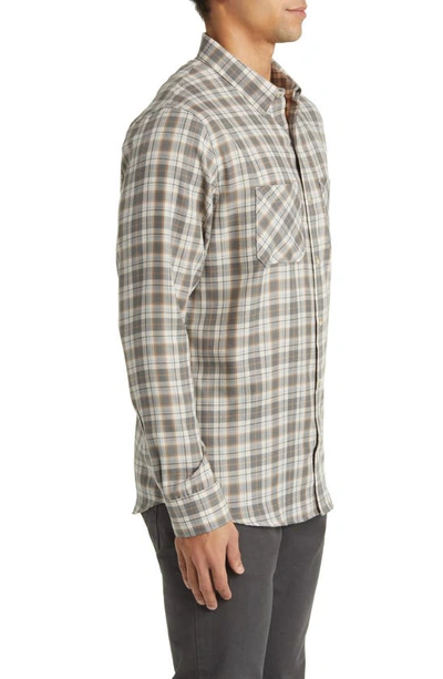 Shop Travismathew Cloud Plaid Flannel Button-up Shirt In Quiet Shade/ Moonbeam