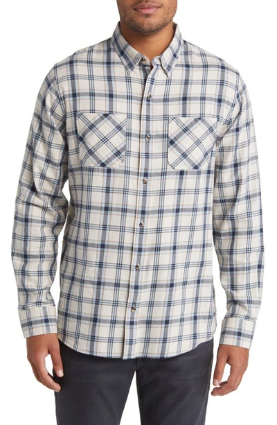 Shop Travismathew Cloud Plaid Flannel Button-up Shirt In Moonbeam/ Ash Blue