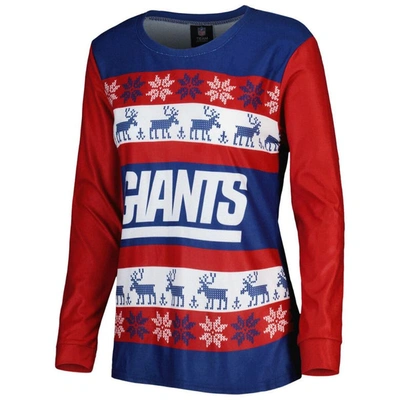Shop Foco Royal New York Giants Holiday Ugly Pajama Set