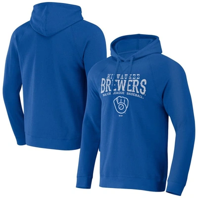 Shop Darius Rucker Collection By Fanatics Royal Milwaukee Brewers Waffle-knit Raglan Pullover Hoodie