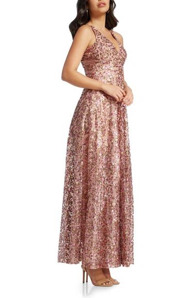 Dress The Population Ariyah Sequin Embroidered Ballgown In Blush Multi