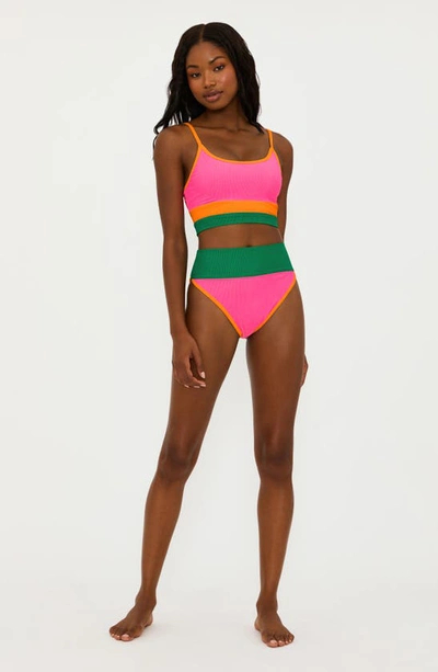 Beach Riot Eva Colorblock Bikini Top In Strawberry Color Block