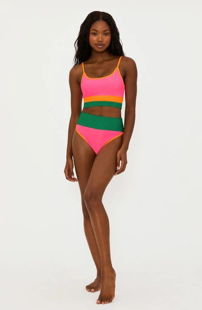 Beach Riot Eva Colorblock Bikini Top In Strawberry Color Block