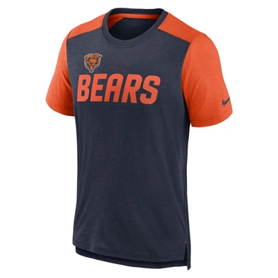 Shop Nike Heathered Navy/heathered Orange Chicago Bears Color Block Team Name T-shirt In Heather Navy