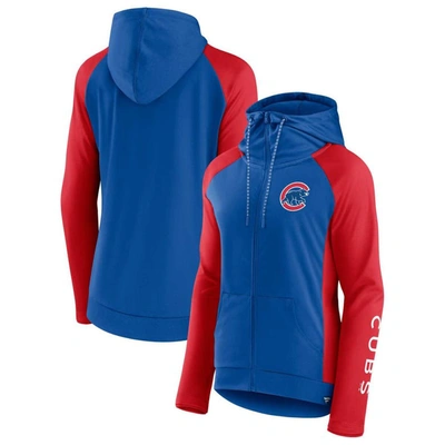 Shop Fanatics Branded Royal/red Chicago Cubs Iconic Raglan Full-zip Hoodie