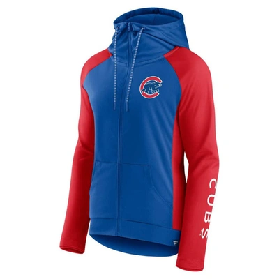 Shop Fanatics Branded Royal/red Chicago Cubs Iconic Raglan Full-zip Hoodie