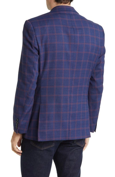 Shop Daniel Hechter Windowpane Check Wool Blazer In Blue