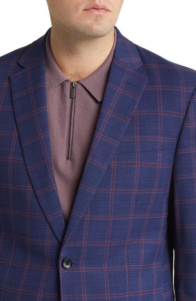 Shop Daniel Hechter Windowpane Check Wool Blazer In Blue