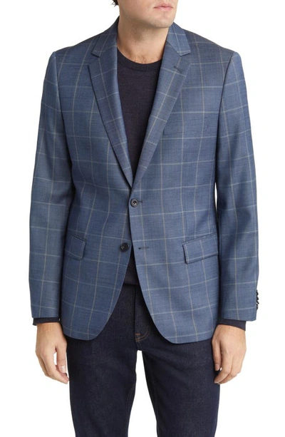 Shop Daniel Hechter Windowpane Check Wool Blazer In Blue