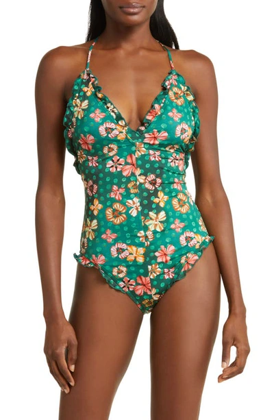 Shop Ulla Johnson Giordana Maillot One-piece Swimsuit In Veridian