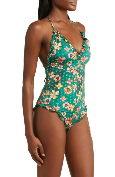 Shop Ulla Johnson Giordana Maillot One-piece Swimsuit In Veridian